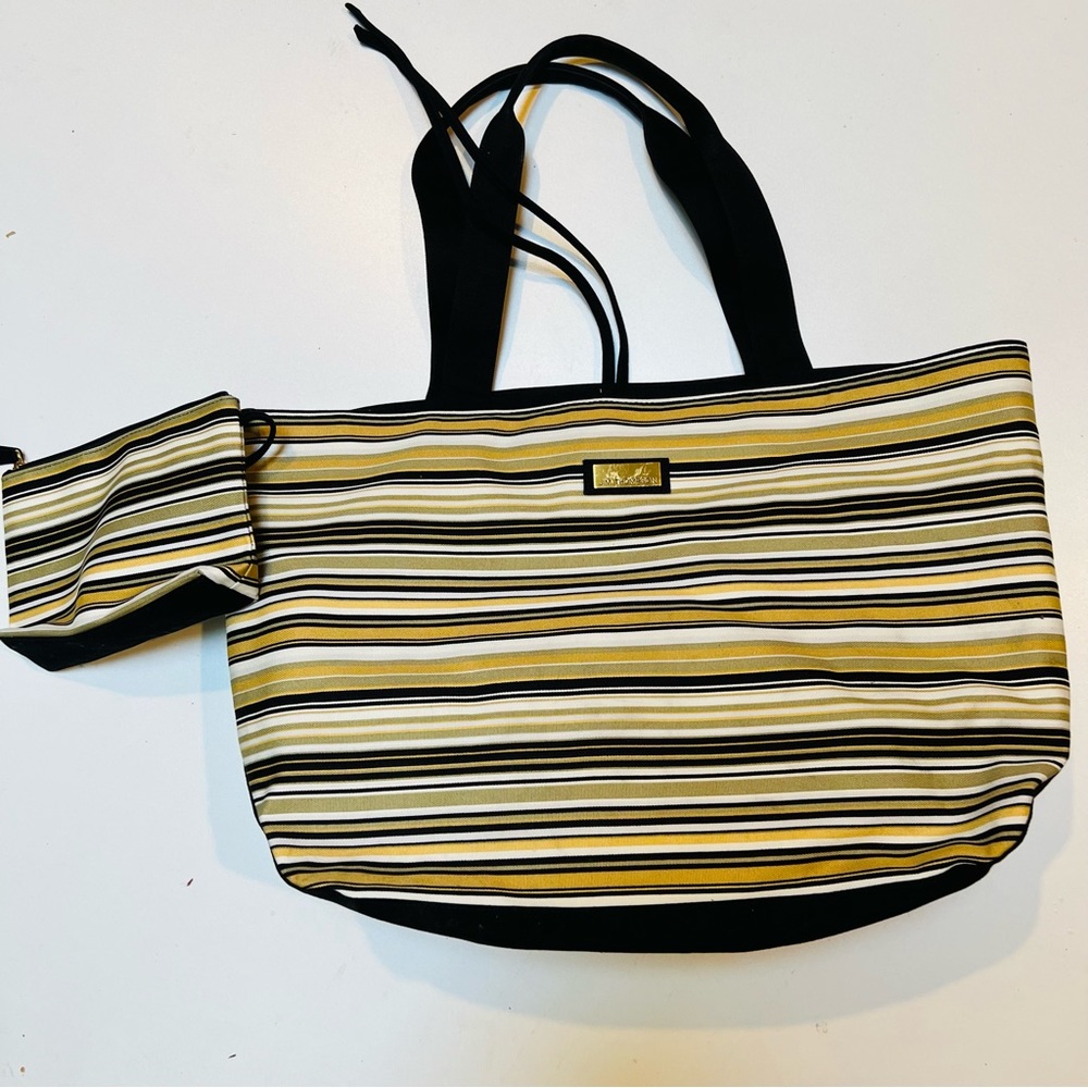 Jim Thompson Tote. Canvas. Large. Shoulder bag. black white mustard olive green
